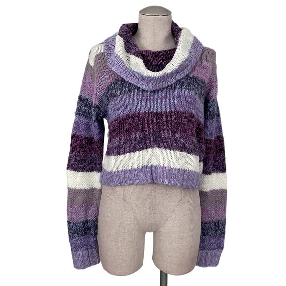 wet seal purple striped cropped sweater - Picture 1 of 3